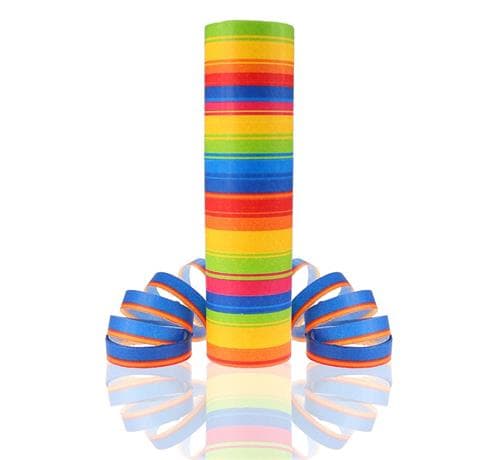 Regnbågsrandiga serpentiner 18-pack 4 meter