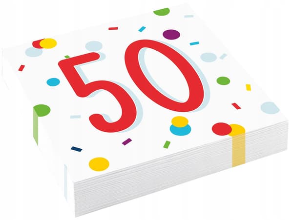Konfettiservetter 50-årsdag 33x33 cm 20 st.