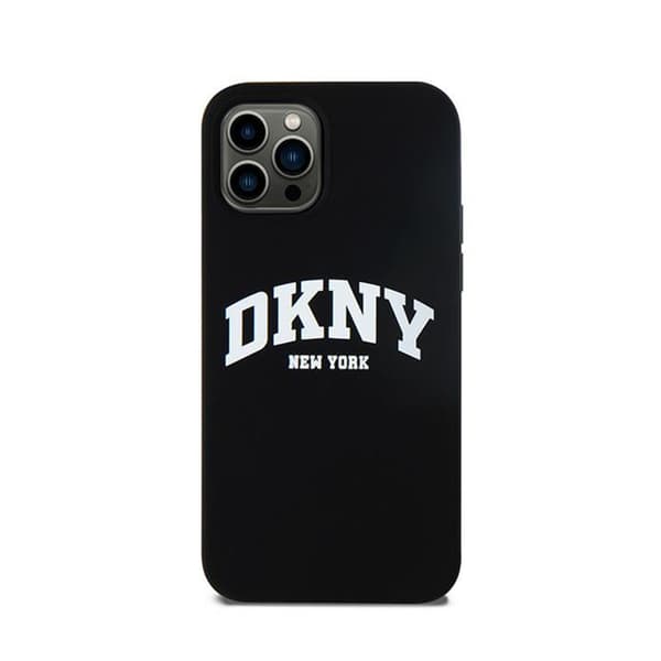 DKNY Flydende Silikone Hvid Trykt Logo MagSafe - iPhone 12 / iPhone 12 Pro Etui (Sort)