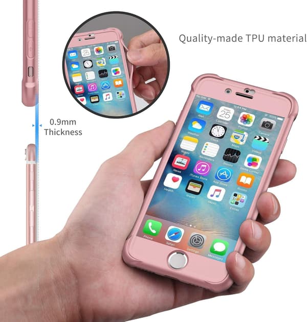 PINKET ETUI TIL IPHONE 7/8 4,7' 2xHÆRDET GLAS