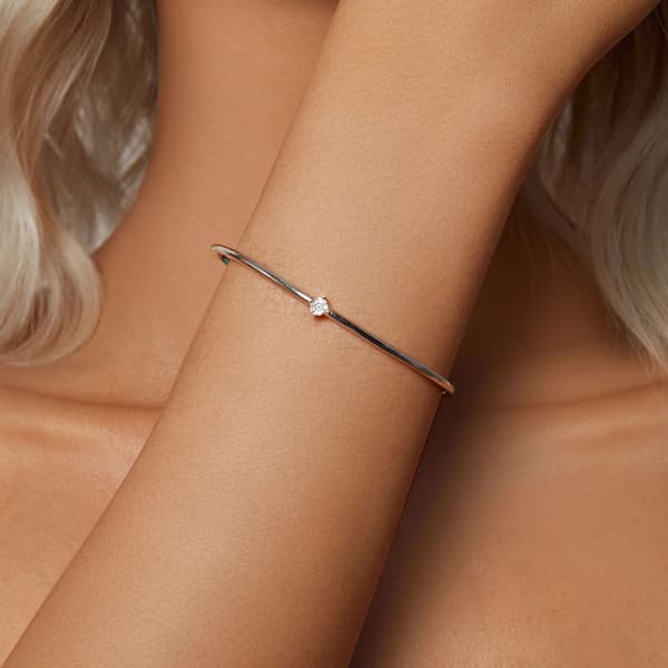 Stift armband med kristall, 925 silver, 18 cm