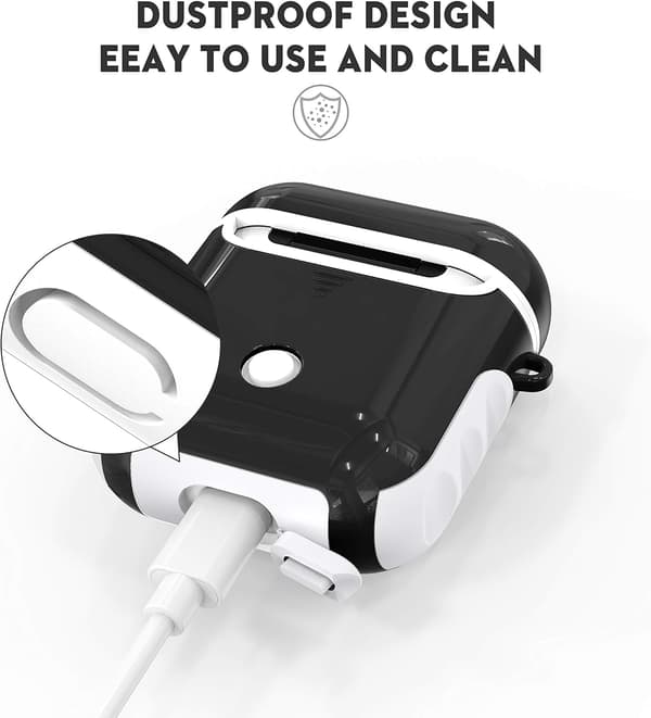 HÅRDT SILIKONEETUIS TIL AIRPODS 1/2 SORT HVID