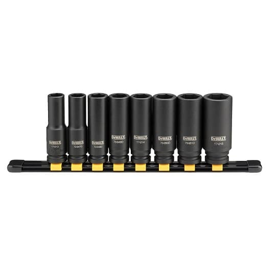 DEWALT 8-delad krafthylsnyckelsats 1/2"