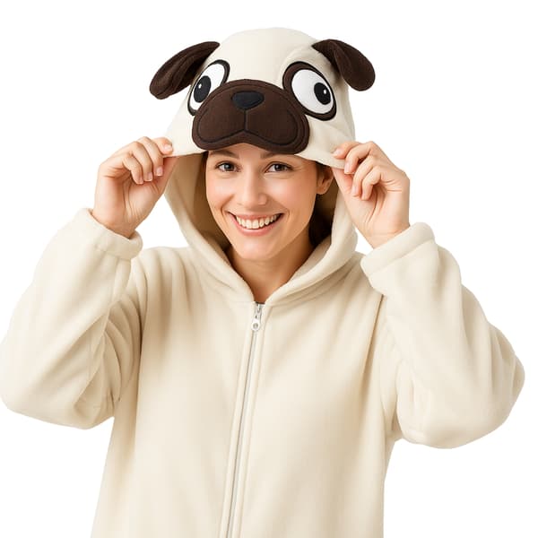 Kigurumi-pyjamaskostume til mops, størrelse 145-155 cm