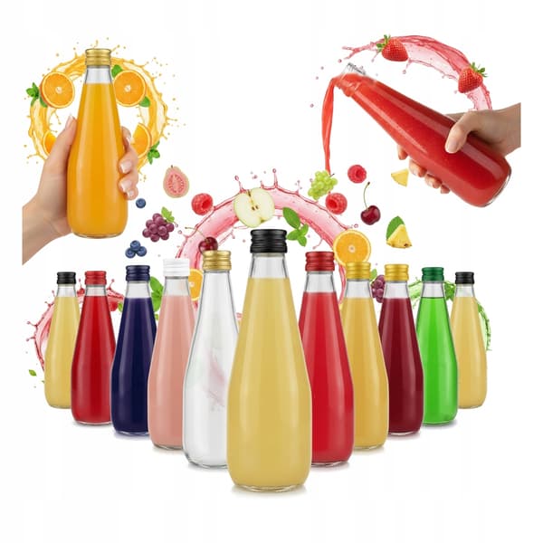 5 x pulloa mehutippoille 330 ml + pullonkorkit siirappi-tinktuuralle 5 kpl.