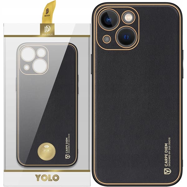 Dux Ducis Yolo iPhone 14 Plus cover elegant kunstlædercover sort
