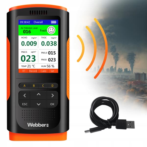 Webber UP900 7-i-1 luftkvalitetsstation PM2.5 PM10 HCHO TVOC USB