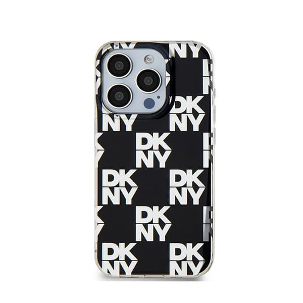 DKNY IML Ternet Mono Mønster Etui til iPhone 15 Pro Max (Sort)