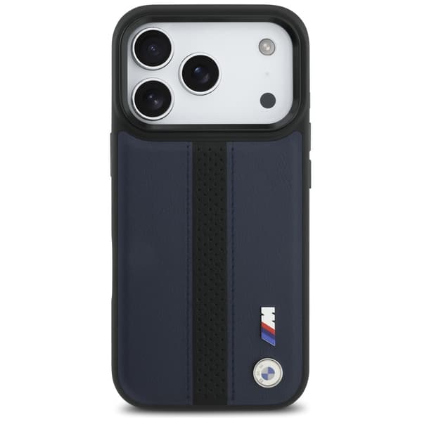 BMW M Perforeret Stribet Logo MagSafe-cover til iPhone 17 Pro Marineblå