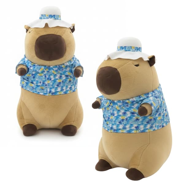 Stor plysdyrpude til ferielegetøj, capybara, 100 cm