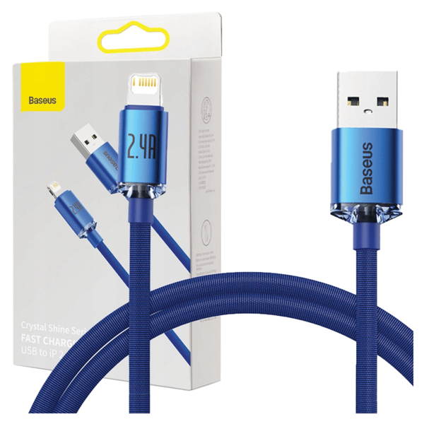 Baseus Crystal Shine USB til Lightning-kabel, 2.4A, 2m (blå)