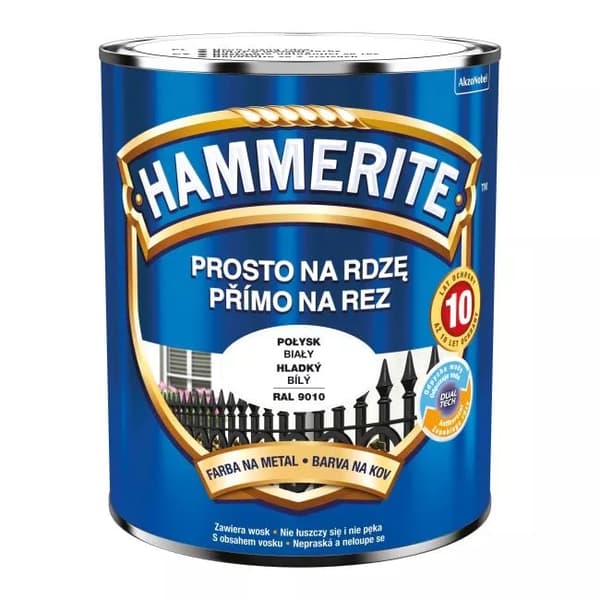 HAMMERITE EMALVÄRKE GLASSIG VIT 0,7L - 5EMHA.PBI0,7