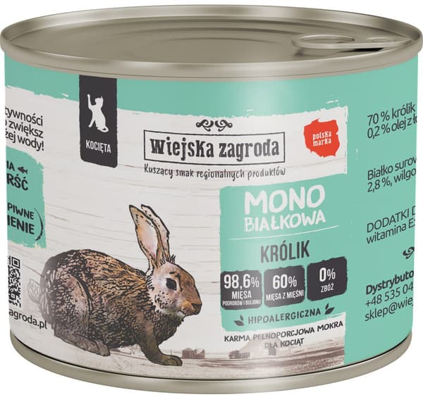 Wiejska Zagroda | Killing | Monoprotein kattefoder 200g - Kanin 200g