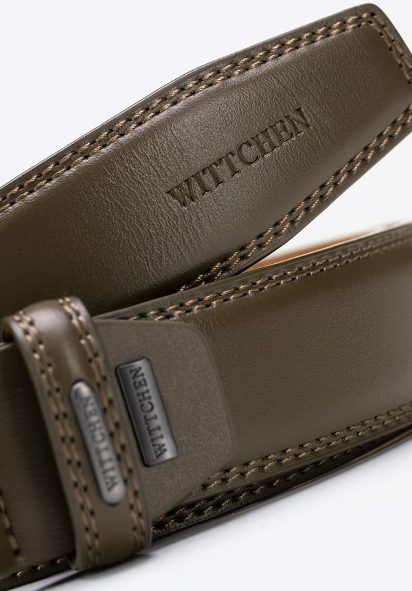 Wittchen Men's Leather Belt with Double Stitching, Black, Khaki, Natural Leather