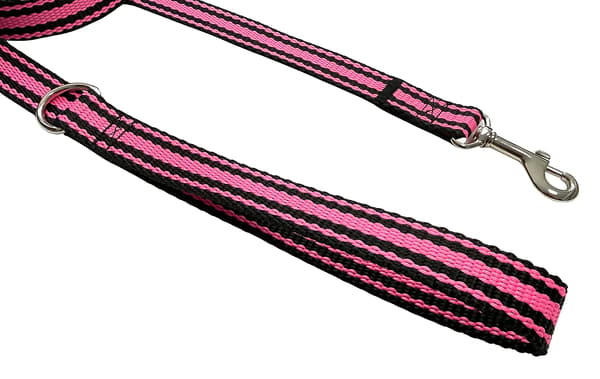 Klassisk hundesnor til gåture, solid, komfortabel, sort og pink, S - 110cm