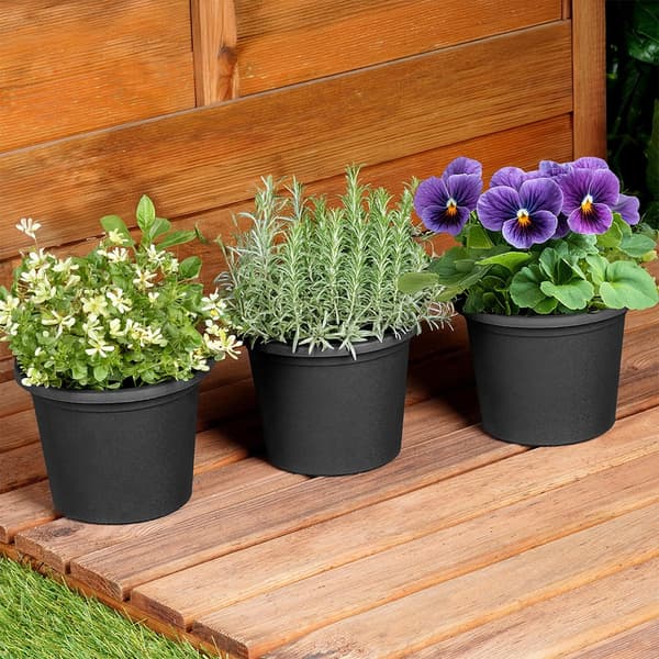 Plastik havepotte sort rund 14,5 cm 3 stk.