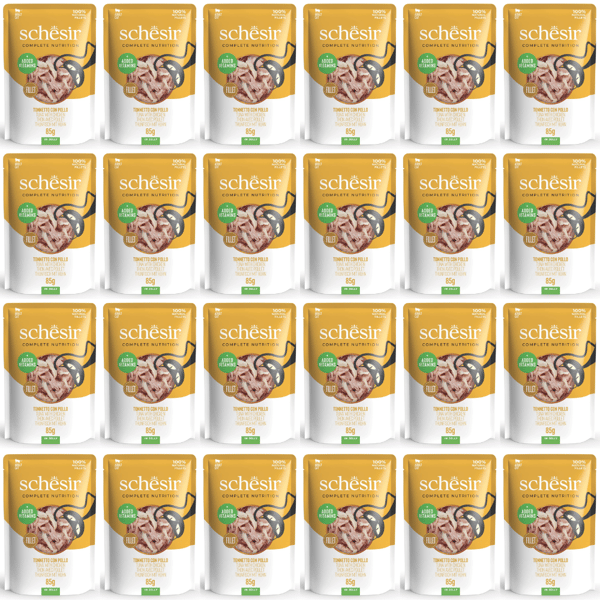 Schesir Adult Tun med Kylling Vådfoder til Katte 24x85g