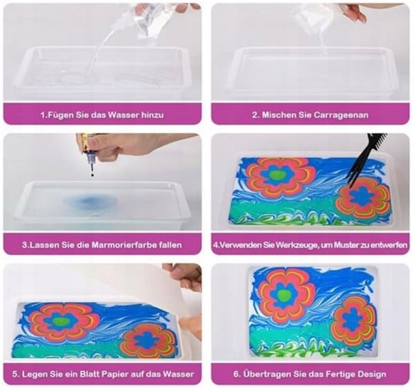 Vandmaling Magisk DIY-sæt 6 farver Ebru Artistic