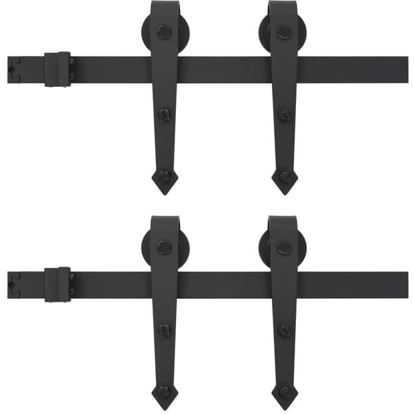 vidaXL skydedørsbeslag 2 x 183 cm stål sort