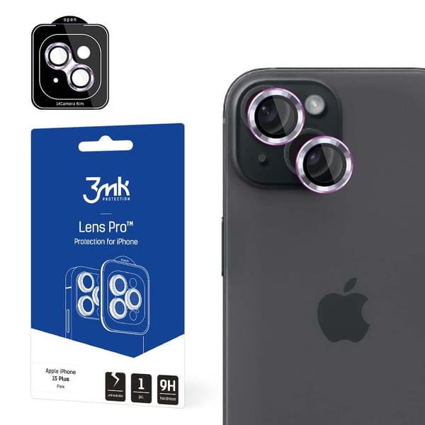 Apple iPhone 15 Plus - 3mk Linsebeskyttelse Pro Pink
