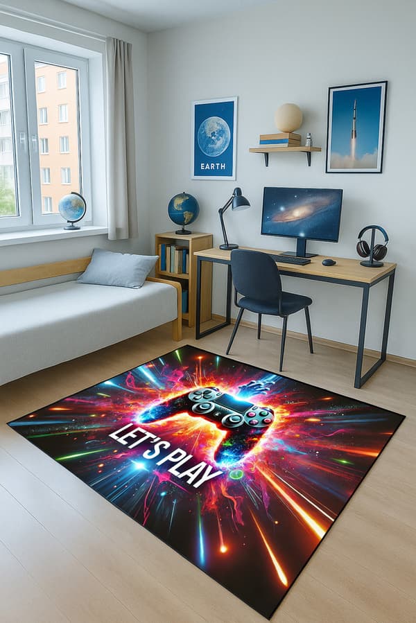 Strado LET'S PLAY 3D-tæppe 120x170 cm moderne til gamerværelset