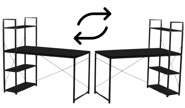 Sort loftcomputerbord med metalhylder til gaming og skolebrug