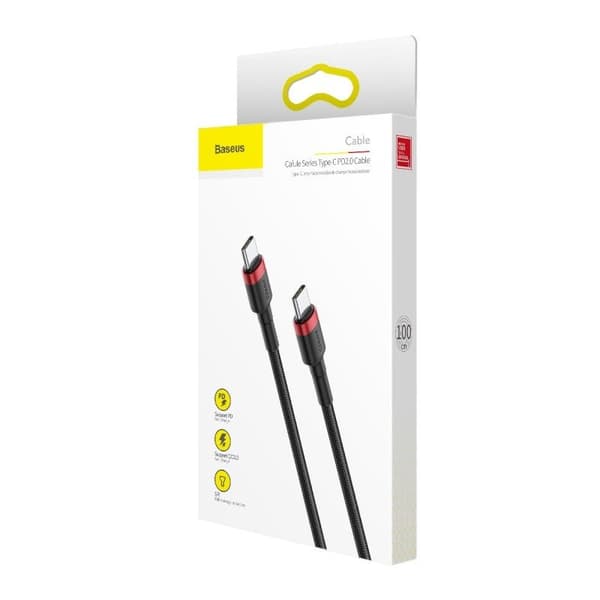 Baseus Cafule PD 2.0 QC 3.0 USB-C til USB-C PD-kabel 60W 1m (sort-rød)