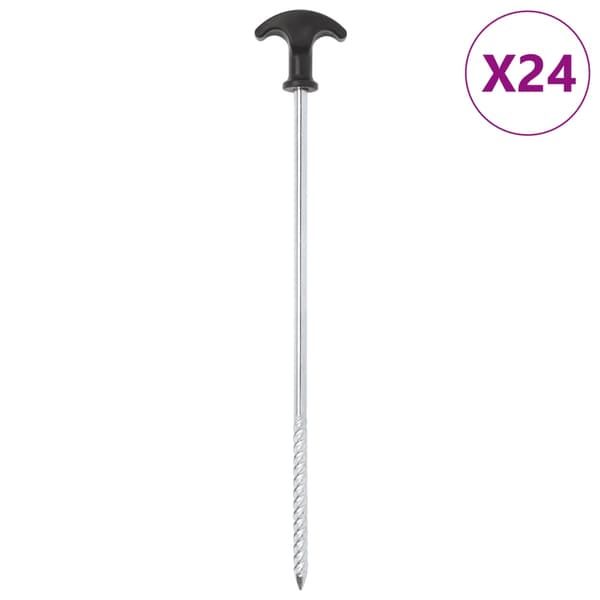 vidaXL Tältpinnar, 24 st, 30 cm, Ø7 mm, galvaniserat stål