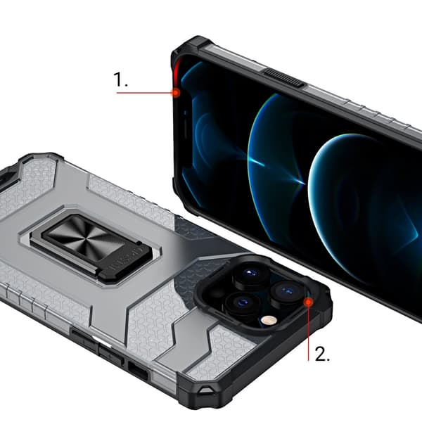 Crystal Ring Case armerat hybridskal + magnetisk hållare iPhone 12 Pro Max blå