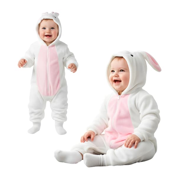 Pyjamasdräkt vit kanin baby 80 65-75 cm