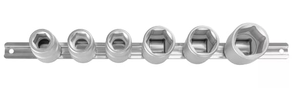 3/4" hylsysarja, 6-kulmaiset, 17-27 mm, kiskolla