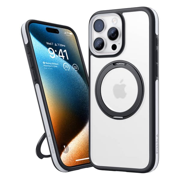 Torras Ostand R Fusion-cover til iPhone 16 Pro (sort)