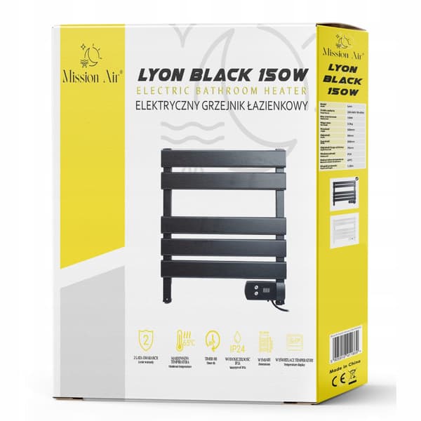 LYON 150W svart badrumsradiator