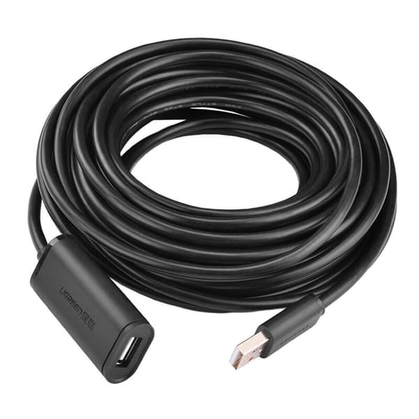 UGREEN US121 USB 2.0 forlængerkabel, aktiv, 10m (sort)