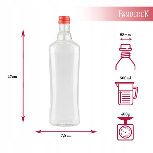 Flaska diva 500 ml glasflaskor för hembränt tinkturer vinlikör 0,5 l