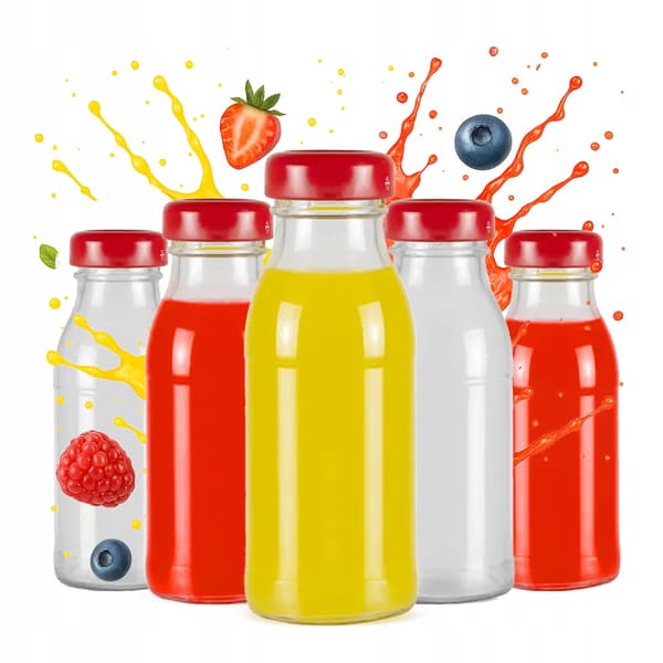 5x Juiceflaskor JUICE 125ml Glasflaska juicesirap lock fi33