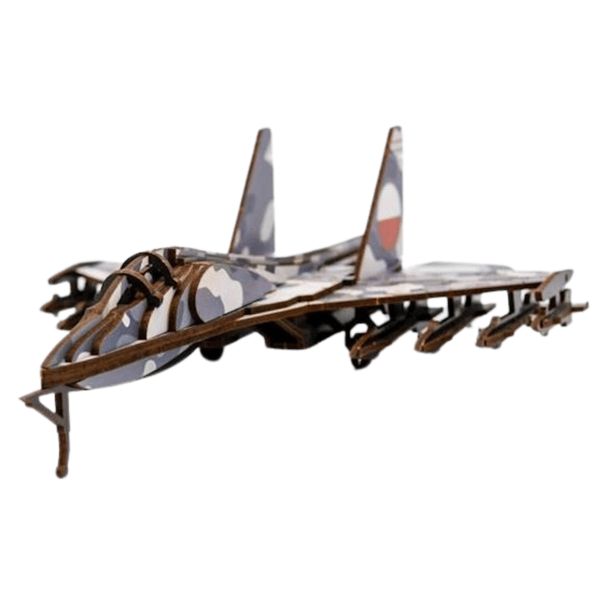 Träpussel för militärflygplan, 3D-modell, pusselset 00654