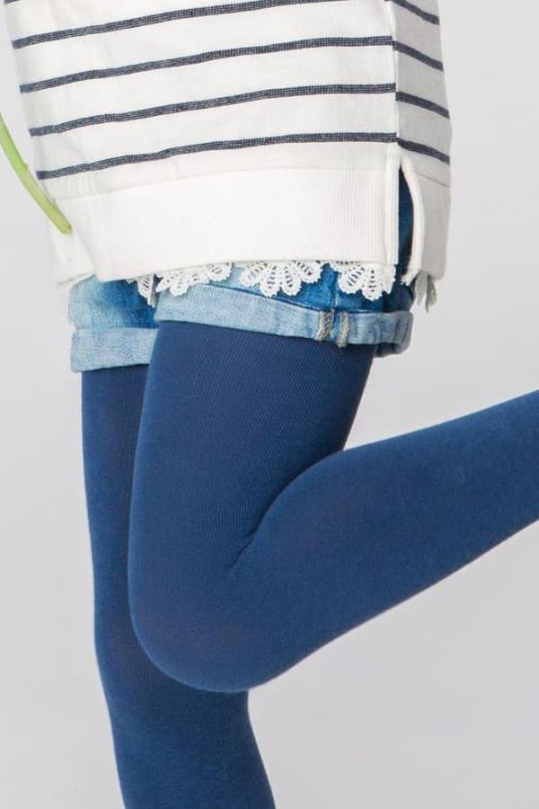 Børne Bomuldsstrømpebukser Julia Blue Marilyn blå 140/146