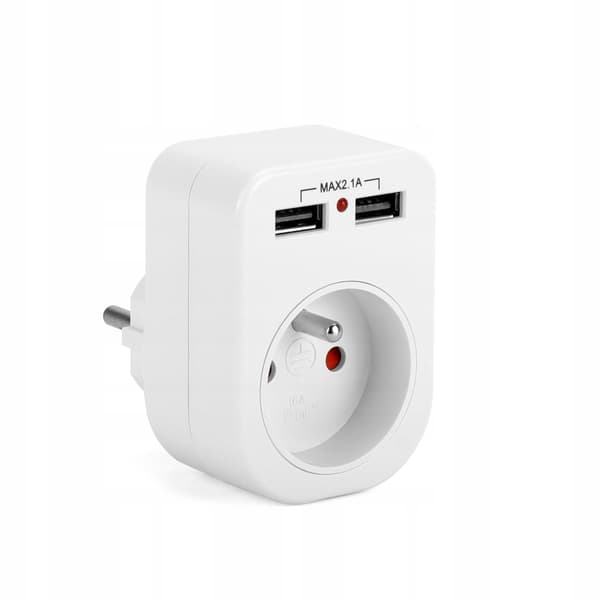 ELEKTRISK STRØMSPLITTER THIEVES OPLADDER x 2 USB 2.1A