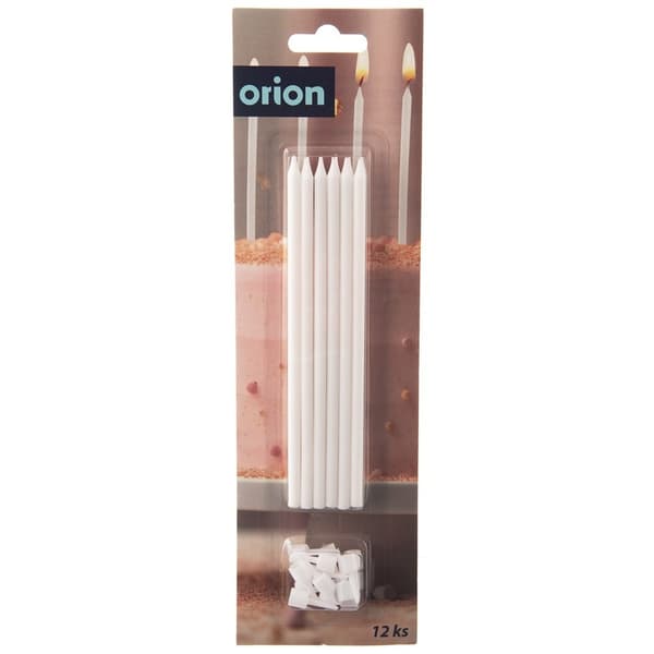 Hvide lange kagelys 14,5 cm 12 stk.