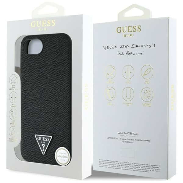 Guess Kornet Trekant MagSafe - iPhone 16e Etui (Sort)