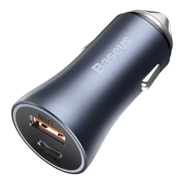 Baseus Golden Contactor Pro billaddare, USB + USB-C, QC4.0+, PD, SCP, 40W (Grå)