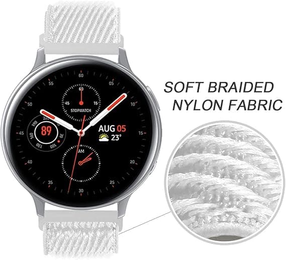 VITGRÅTT NYLON KLOCKARMBAND UNIVERSAL SAMSUNG HUAWEI 22mm