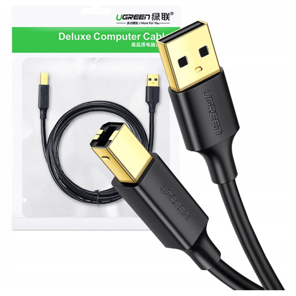 UGREEN US135 USB 2.0 A-B -tulostinkaapeli, kullattu, 3m (musta)