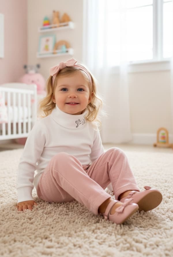 Barn Turtleneck 98 Sweatshirt T-shirtblus med Ecru-tryck