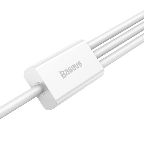 Baseus Superior Series 3-i-1 USB-kabel, USB til micro-USB / USB-C / Lightning, 3,5A, 1,5 m (hvid)
