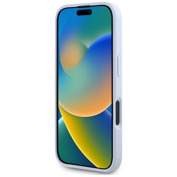 Guess Grained Big 4G Logo Small Classic Logo cover til iPhone 16 blå