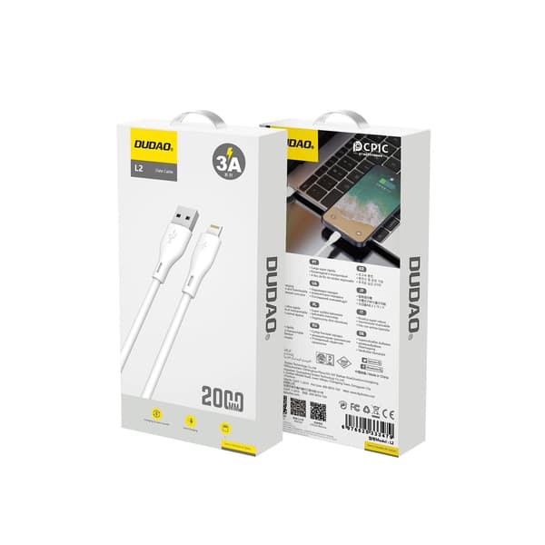 Dudao L2L USB-A / Lightning 3A-kabel 2m - Vit