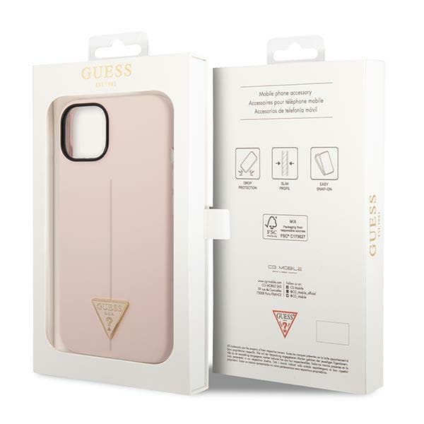Guess GUHCP14MSLTGP iPhone 14 Plus / 15 Plus 6.7 pink hårdt cover silikone triangle