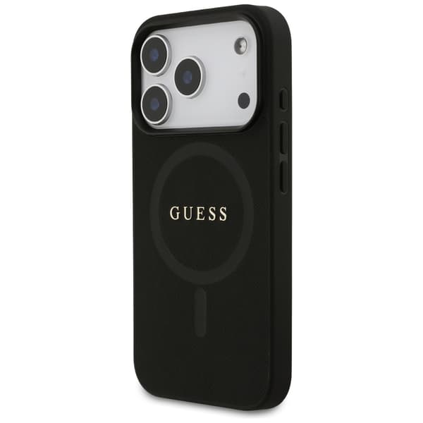 Guess Saffiano Classic Logo MagSafe-etui til iPhone 17 Pro, sort